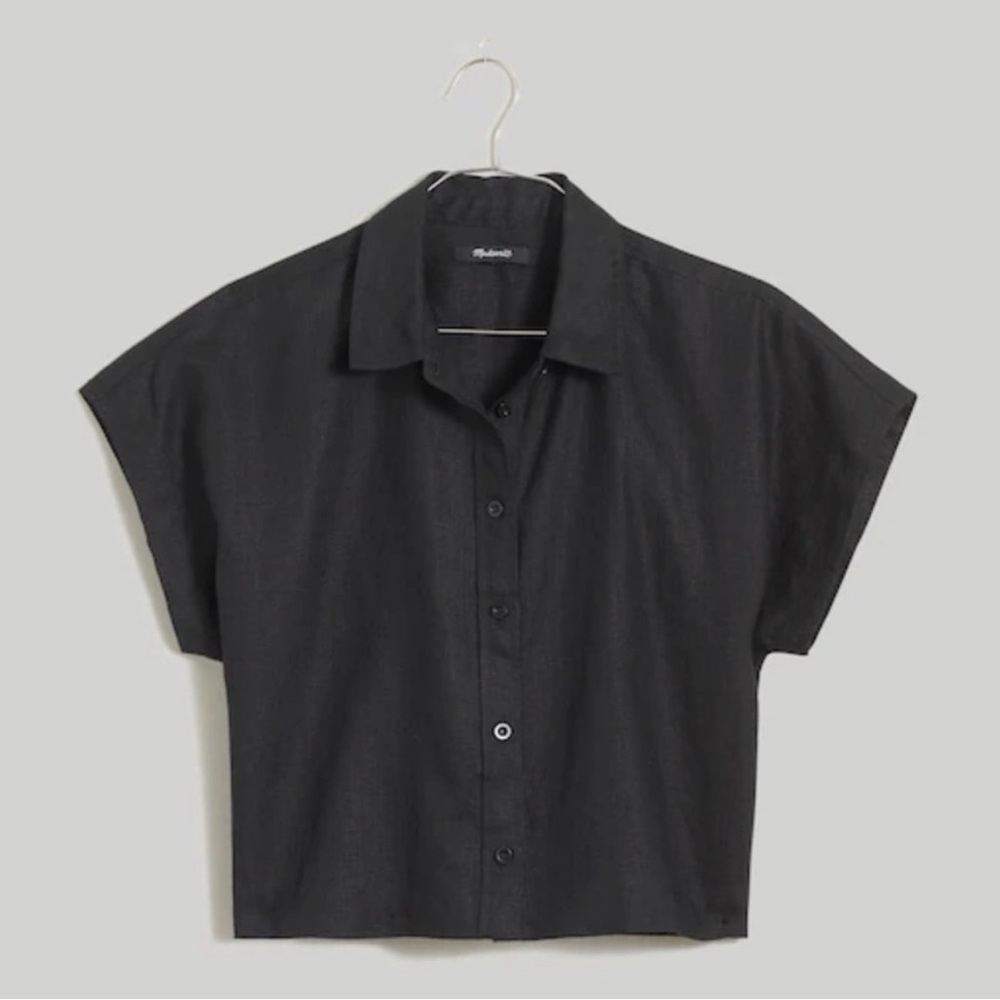 Madewell 100% black linen button down shirt